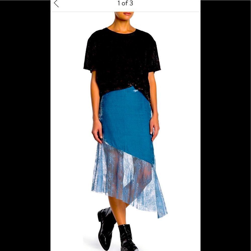 Free people Women velvet asymmetrical midi lined skirt size XS(0), NWT